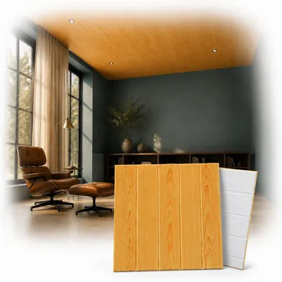 Produktbild von 3D Wandpaneele Wandverkleidung Deckenpaneele Platten Paneele Holzimitation Polystyrol XPS (0,25qm), KI-generiertes Bild