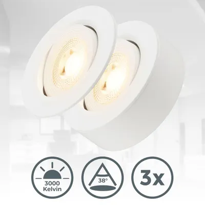 Produktbild von 3er Set 2 in 1 LED Aufbauspots Einbaustrahler Einbauleuchten Spots Schwenkbar