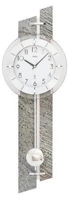 Produktbild von AMS F5306 Pendel-Funkwanduhr mit Holzgehäuse und Stein-Aluminium-Auflage