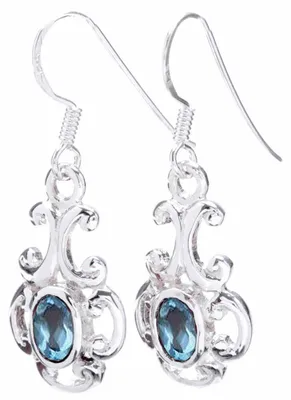 Produktbild von Ohrhänger, Ohrringe mit topazfarbenen Kristallstein 925er Silber
