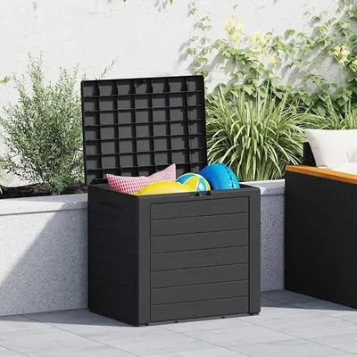Produktbild von Gartentruhe Anthrazit 140 L aus Polypropylen 58,5 x 46 x 55 cm, Kissenbox Auflagenbox Aufbewahrungsbox für Garten Balkon Terrasse, wetterfest abschließbar mit Deckel