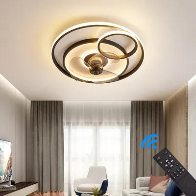 Produktbild von Deckenventilator mit LED Beleuchtung 3338  Deckenlampe schwarz Ø 50cm 116W mit Fernbedienung Lichtfarbe/Helligkeit einstellbar dimmbar LED Deckenleuchte fan light ceiling