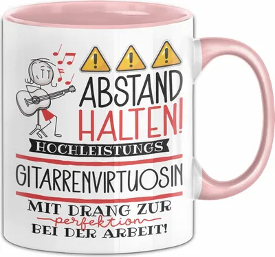 Produktbild von Gitarrenvirtuosin Tasse Geschenk Lustig Abstand Halten Hochleistungs-Gitarrenvirtuosin Mit Drang Zur Perfektion Bei Der Arbeit (Rosa)