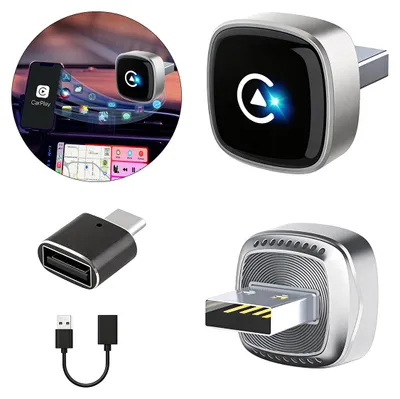 Produktbild von Ultra Mini Android Auto & CarPlay Wireless Adapter, 5.8GHZ WLAN, 3-5s Automatische Verbindung, USB-C/USB-A, Kompatibel mit iOS10+, Android 10+