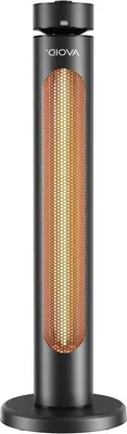 Image de Radiateur de terrasse électrique - Chauffage infrarouge - Pour l'extérieur - Température réglable - Puissance de 2000W - Noir