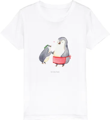 Produktbild von Mr. & Mrs. Panda Kleinkinder T-Shirt Pinguin mit Kind 7-8 Jahre (122/128) - Weiß - Geschenk, Teenager, Vorbild Mama, Muttertag, Kindershirt, Familie, Jungen, Mom