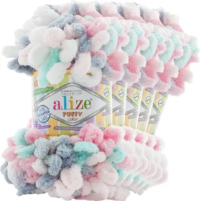 Produktbild von 5 x 100g Strickgarn ALIZE Puffy Color Stricken ohne Nadeln Fingerstrickgarn