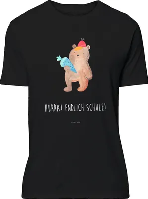 Produktbild von Mr. & Mrs. Panda T-Shirt Bär Schultüte - Schwarz - Geschenk, Schulbeginn, Schulanfang, S, oberteil, Einschulung, Tshirt, Teddy, Erster Schultag, Grundschule, mit Aufdruck
