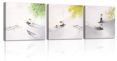 Produktbild von Set aus 3 Leinwandbildern mit natürlichen Motiven, jeweils mit Rahmen