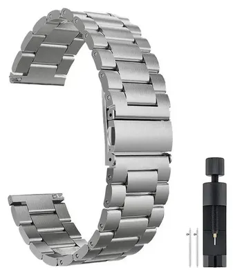 Immagine prodotto di Bracciale in acciaio inossidabile - Cinturino per smartwatch - 22 mm - Compatibile con GTR 3 Pro - Chiusura metallica - Colore titanio