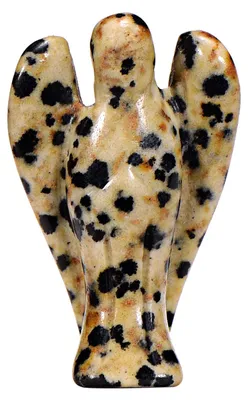 Produktbild von Morella Edelstein Dalmatinerjaspis Engel Glücksbringer Schutzengel zum Mitnehmen 3,5 cm in Samtbeutel