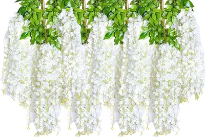 Produktbild von Kunstblumen Wisteria Girlande 4 Stück, Weiße Kunstliche Glyzinie, Für Hochzeitsdekoration, Garten