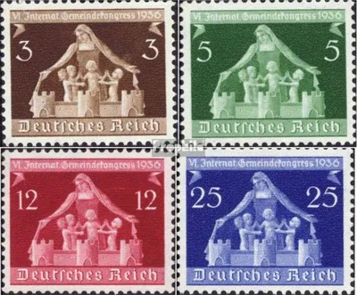 Produktbild von Briefmarken Deutsches Reich 1936 Mi 617-620 (kompl.Ausg.) mit Falz 6. Gemeindekongreß