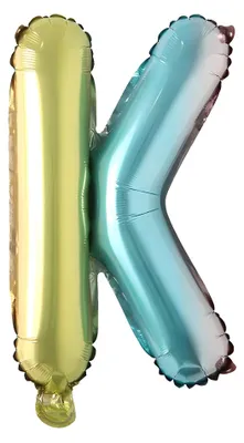 Produktbild von Folienballon Buchstabe K, regenbogen bunt, ca. 40 cm, für Luftbefüllung