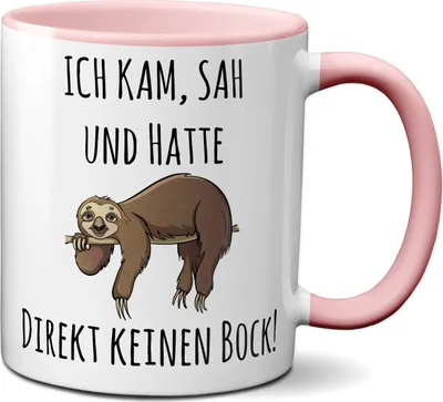 Produktbild von TassenKing Tasse mit Spruch ICH KAM, SAH UND HATTE DIREKT KEINEN BOCK! - Geschenk Kollegin Chef Chefin Sprüche Tassen rosa lustig