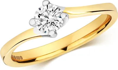 Produktbild von Funkelndes Feuer 18 Karat (750) Gold Solitär Verlobung Diamant Damenring Brillant-Schliff 0.35 Karat GH - SI2, 55 (17.5); TRS3219118KYRSO