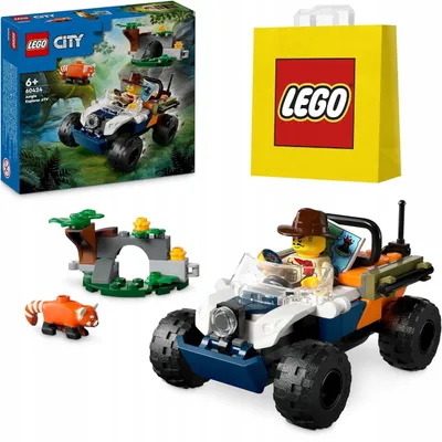 Zdjęcie produktu dla LEGO City Quad badacza dżungli z pandą czerwoną, zabawka dla dziecka, jeep terenowy z figurką poszukiwacza przygód i figurką zwierzątka, zabawki dla chłopców i dziewczynek, prezent dla 6-latka, 60424