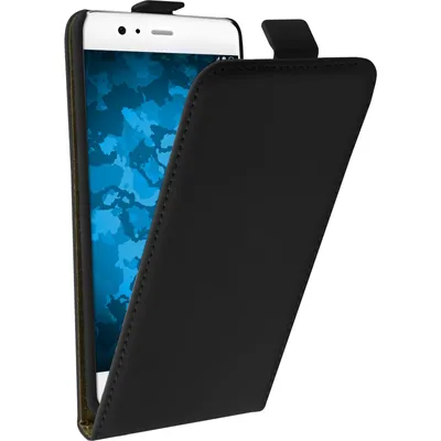 Produktbild von PhoneNatic Kunst-Lederhülle kompatibel mit Huawei P10 Plus - Flip-Case schwarz + 2 Schutzfolien