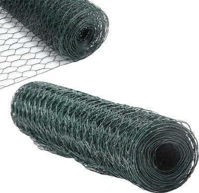 Obrázok produktu pre Šesťhranné pletivo L. 10M/25M Divoký plot Pozinkovaná veľkosť oka: 27mm Drôtené pletivo Zelená 10m x 50cm (DxV)