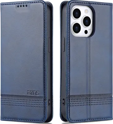 Produktbild von LederHülle für iPhone 13 Pro, Klapphüllen Brieftasche Magnetverschluss Ständer Schutzhülle für iPhone 13 Pro Blau