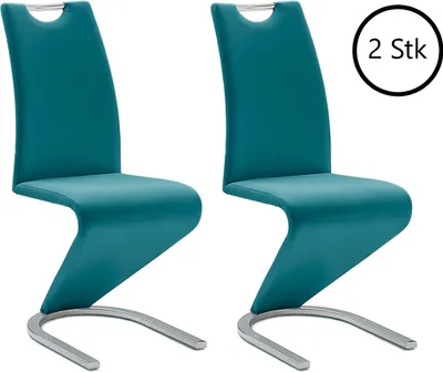 Produktbild von Schwingstuhl Esszimmerstuhl Schwingstühle Freischwinger "Pupik I" (2er Set) Petrol