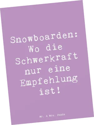 Produktbild von Mr. & Mrs. Panda Postkarte Spruch Snowboarden Freiheit - Lavendeltraum - Geschenk, Fotokarte, Grußkarte, Sportler, Abenteuer, Ansichtskarte, Sportart, Sprünge, Teamsport
