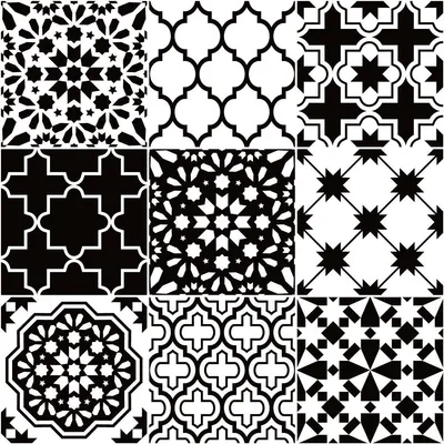 Produktbild von Selbstklebende Fliesenaufkleber für Küche und Bad – 9 klassische Azulejo-Fliesenaufkleber in Schwarz-Weiß – 9 Aufkleber à 10 x 10 cm