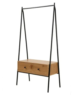 Immagine prodotto di Calicosy - Armadio in metallo nero con 1 Cassetto, decorazione Rovere H 170 cm