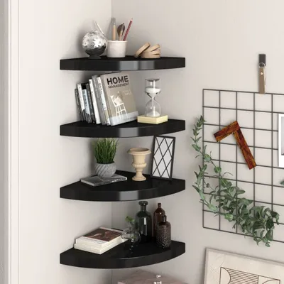 Produktbild von Maison Exclusive - Eck-Schweberegale 4 Stk. Schwarz 35x35x3,8 cm MDF