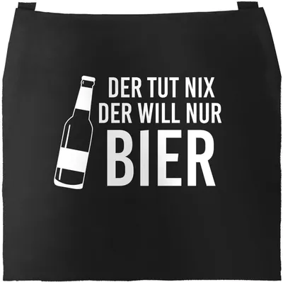 Produktbild von Grill-Schürze für Männer mit Spruch Der tut nix, der will nur Bier Baumwoll-Schürze Moonworks® schwarz unisize