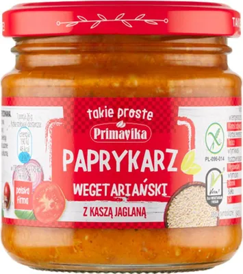 PAPRYKARZ WEGAŃSKI Z KASZĄ JAGLANĄ BEZGLUTENOWY 160 g - PRIMAVIKA