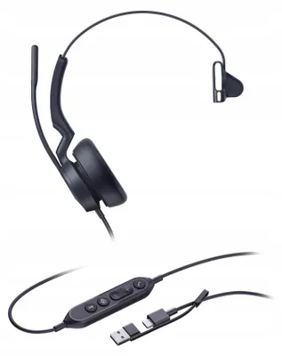Zdjęcie produktu dla Yealink UH46 Mono USB-C/A Headset, Przewodowa, 20 - 20000 Hz, Biuro/centrum telefoniczne, 127 g, Zestaw słuchawkowy, Czarny