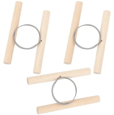 Ton-Schneidedraht 3er-Set, Stahldraht, Holzgriffe, 10,5 cm