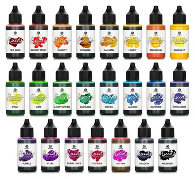 Produktbild von 23x 30ml Octopus Fluids Alcohol Ink Set transparent Alkoholtinte für Fluid Art und Resin