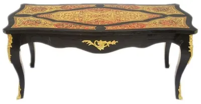 Produktbild von Casa Padrino Barock Boulle Couchtisch Schwarz / Gold / Rot 130 cm - Wohnzimmer Salon Tisch Möbel