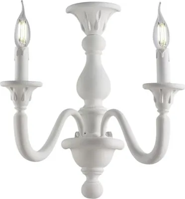 Image de Lucca Applique Murale En Bois Blanc Shabby 2 Lumières .35 P.21 Bl271-Ap2-Bco