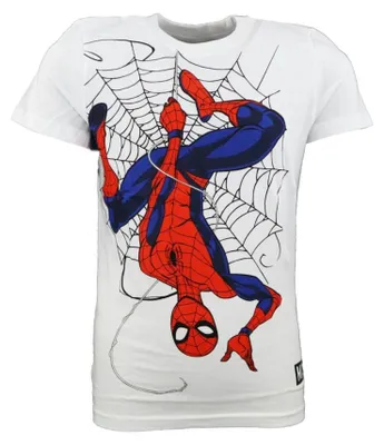 Produktbild von Marvel Spiderman T-Shirt Kurzarm Kinder Jungen Shirt 104-116 Baumwolle Rot Weiß - Weiss