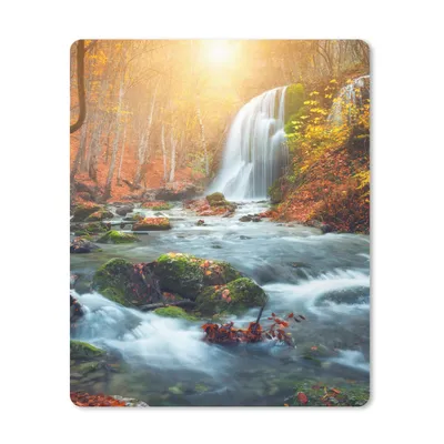 Produktbild von MuchoWow® Mauspad Mousepad Wasserfall - Sonne - Herbst 30x40 cm - Mousepads - Maus Mat - Pad - Mausunterlage - Mausmatten