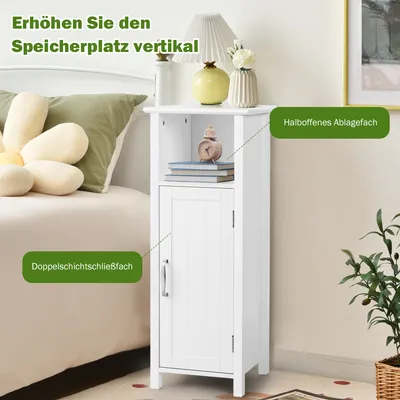 Produktbild von GOPLUS Badschrank Badezimmerschrank, Freistehender Toilettenschrank, Badezimmer Kommode aus Holz, Aufbewahrungsschrank für Dadezimmer, 30× 30× 80 cm(L× B× H), Wei?