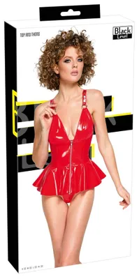 Image de Ensemble Top et Thong en vinyle Black Level Rouge S Ajustable