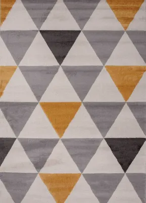 Produktbild von Teppich Wohnzimmer Schlafzimmer Flur Teppich Dreiecksmuster Gelb, Maße:160x220 cm