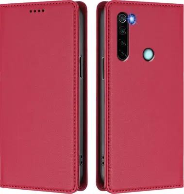 Obrázek produktu pro Kožené pouzdro pro Xiaomi Redmi Note 8, magnetické flipové pouzdro zPolyuretankůže se stojánkem Červená
