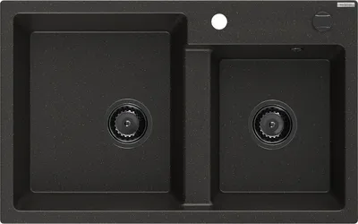 Immagine prodotto di Mexen Tomas lavello in granito a 2 vasche 800 x 500 mm, nero/oro metallizzato, sifone nero - 6516802000-75-B