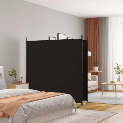 Produktbild von vidaXL 2 tlg. Paravent Schwarz 348x180 cm Stoff - Raumteiler - Paravent - Raumtrenner - Trennwand