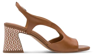 Produktbild von Tamaris Damen Sandalette mit Slingback und gemustertem Blockabsatz 1-28316-44, Größe:37 EU, Farbe:Braun