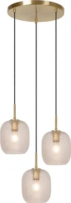 Produktbild von Hängelampe Metall Glas E27 H: max. 163 cm in Messing 3-flammig Retro