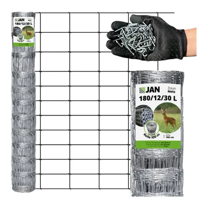 Produktbild von Wildzaun - Forstzaun - Knotengeflecht - 180 Cm X 100 M - Wetterfest -  180/12/30 L verzinkt