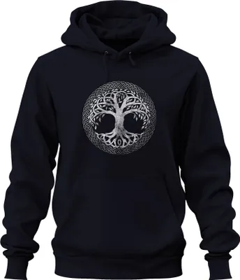 Obrázek produktu pro Keltský strom života s uzlem Yggdrasil Druid Mystic Uni mikina s kapucí, Navy, S