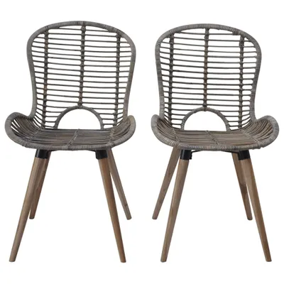 Immagine prodotto di Sedie da Pranzo 2 pz Marroni in Rattan Naturale