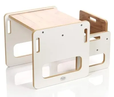 Produktbild von Kids Helper Kindersitzgruppe Weiß Eiche Kindertisch Stühle Montessori Kindermöbel MDF